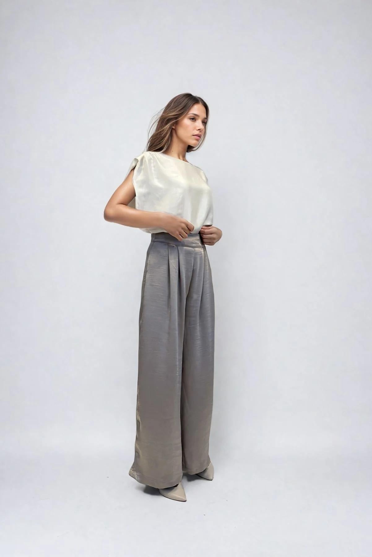 Graphite Grey Pleated Trousers