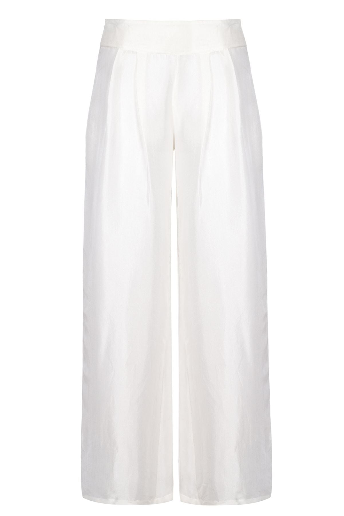 White Pure Silk Trousers