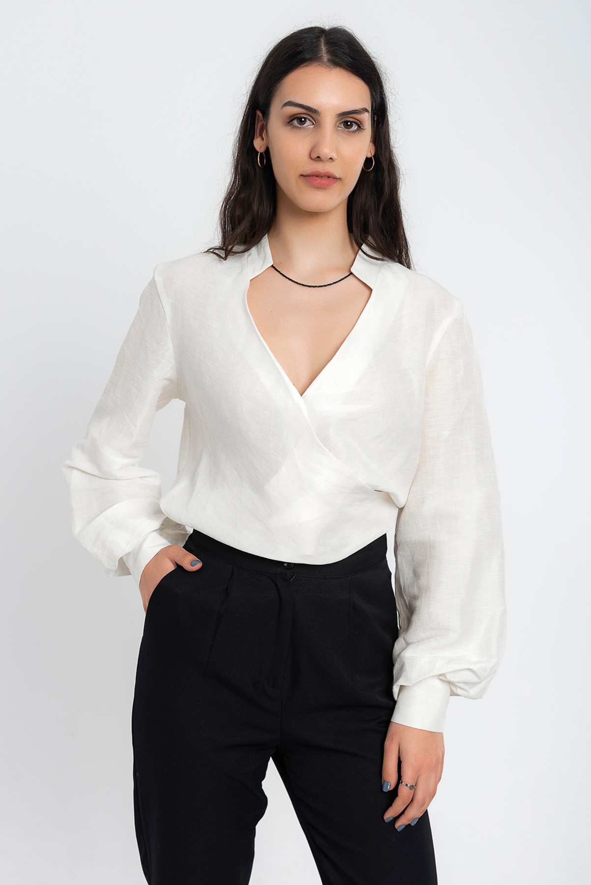 Elegance White Silk Blouse