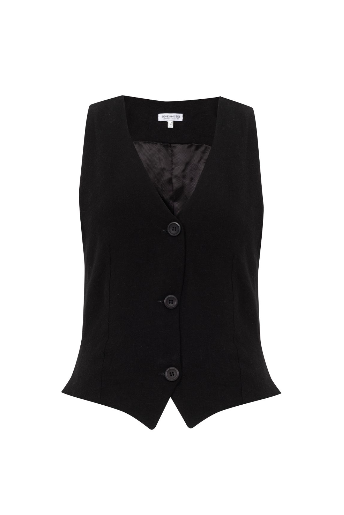 Classic Black V-Neck Linen Waistcoat