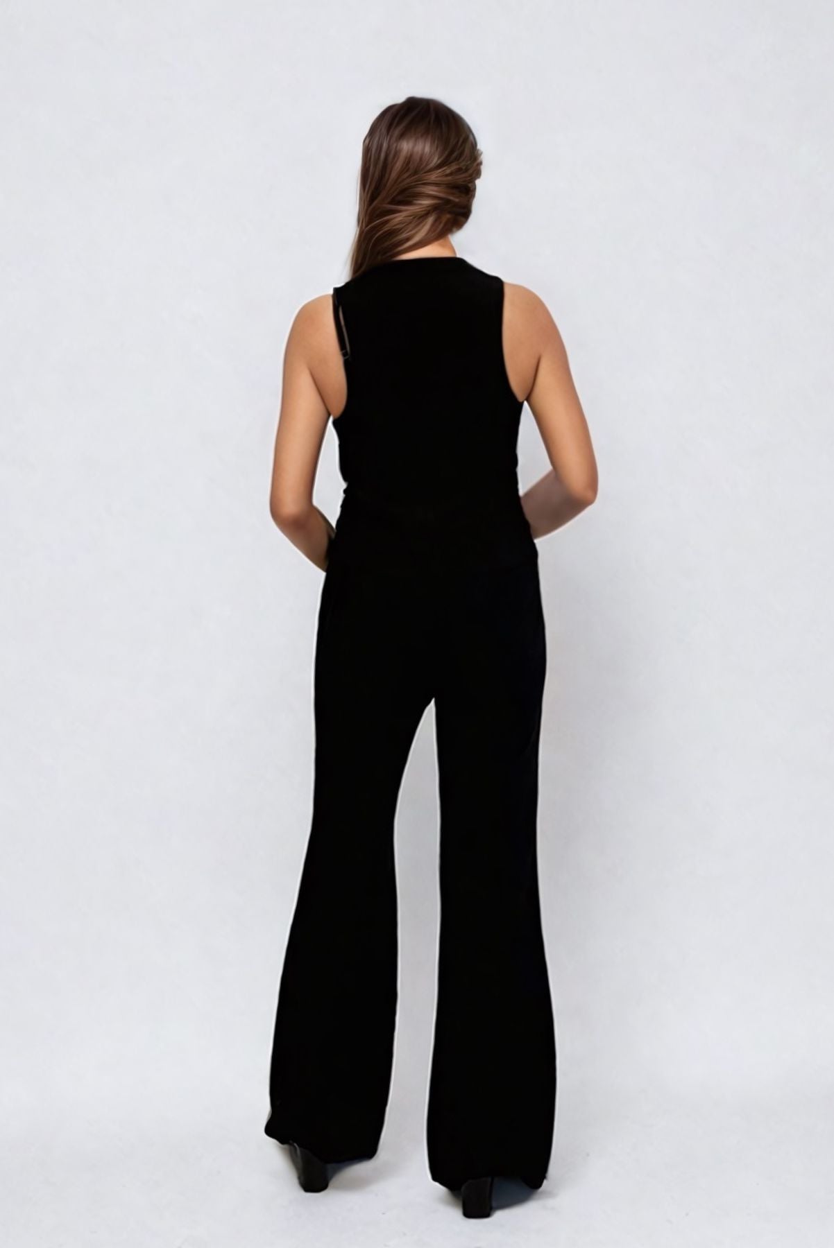 Spanish Flared Black Linen Trousers