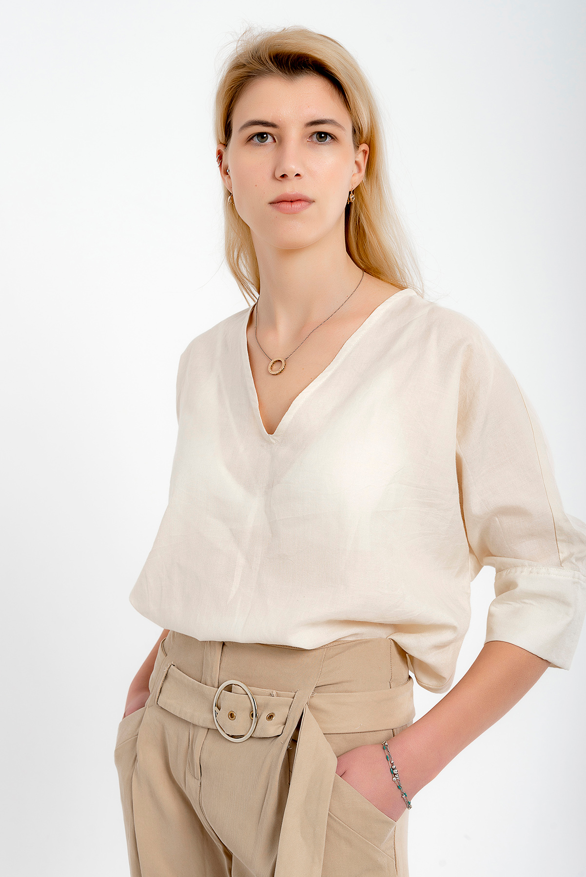 V-Neck Silk Shirt