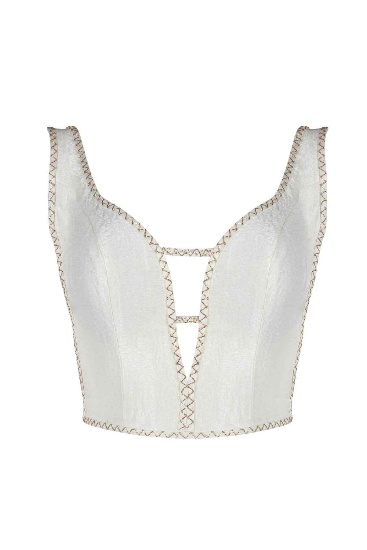 Pure Silver Silk Embroidered Gepiyer Corset