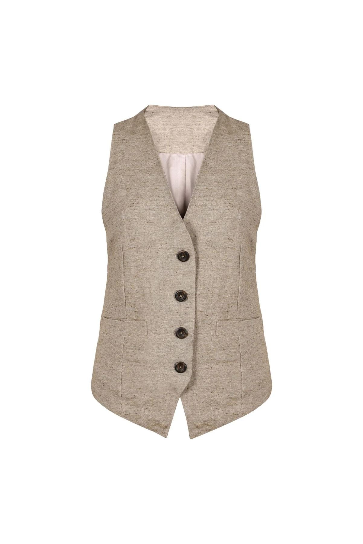 Mocha Silk & Wool Brown Waistcoat