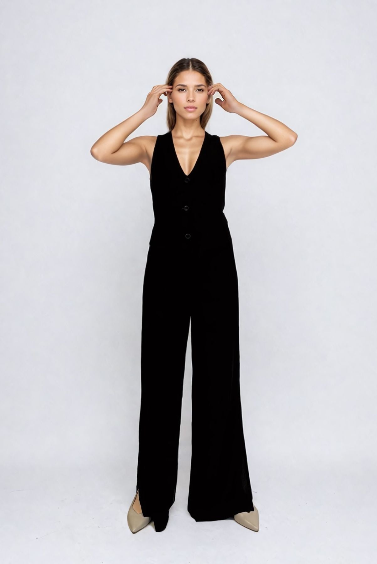 Classic Black Maxi Linen Trousers