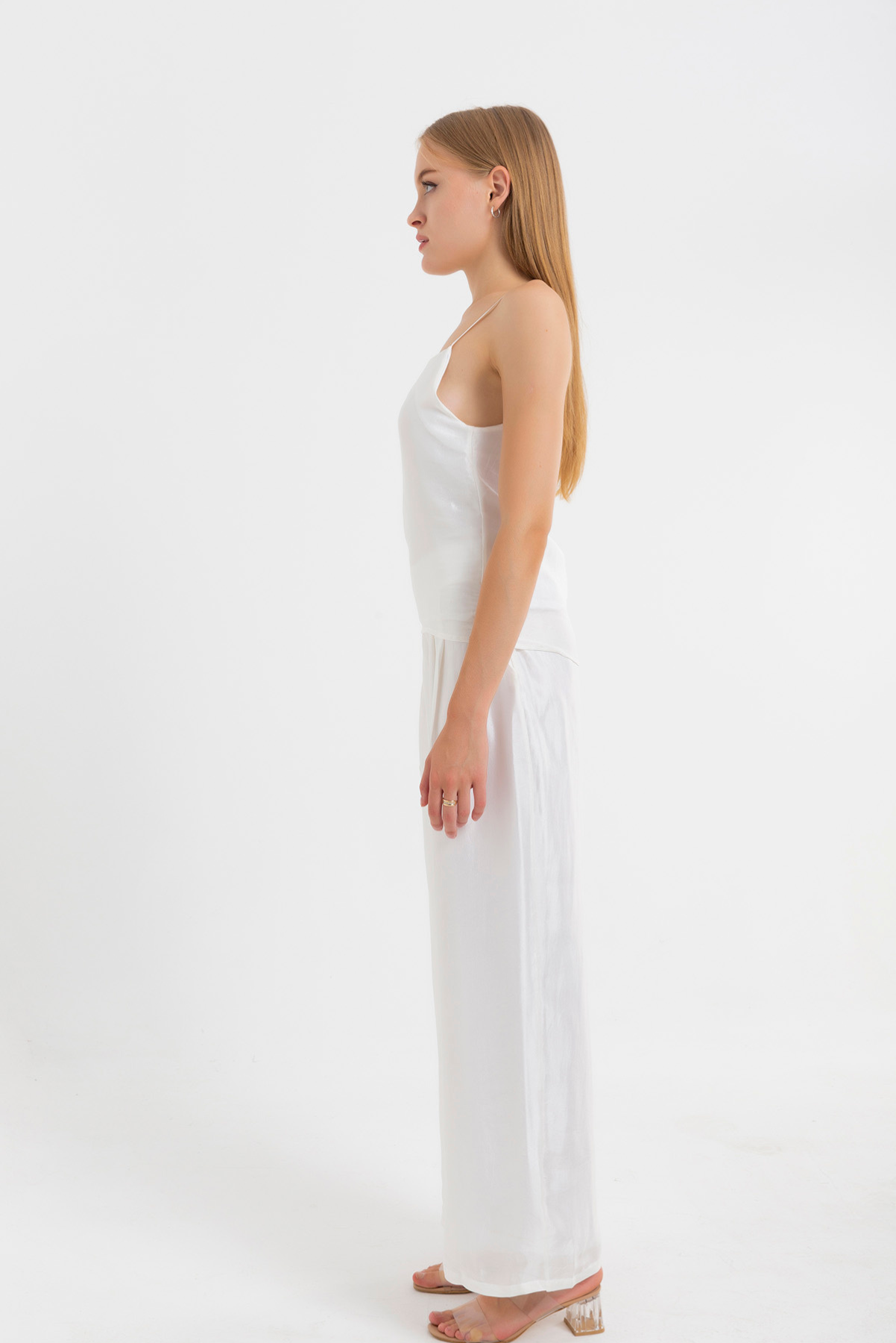 White Pure Silk Trousers