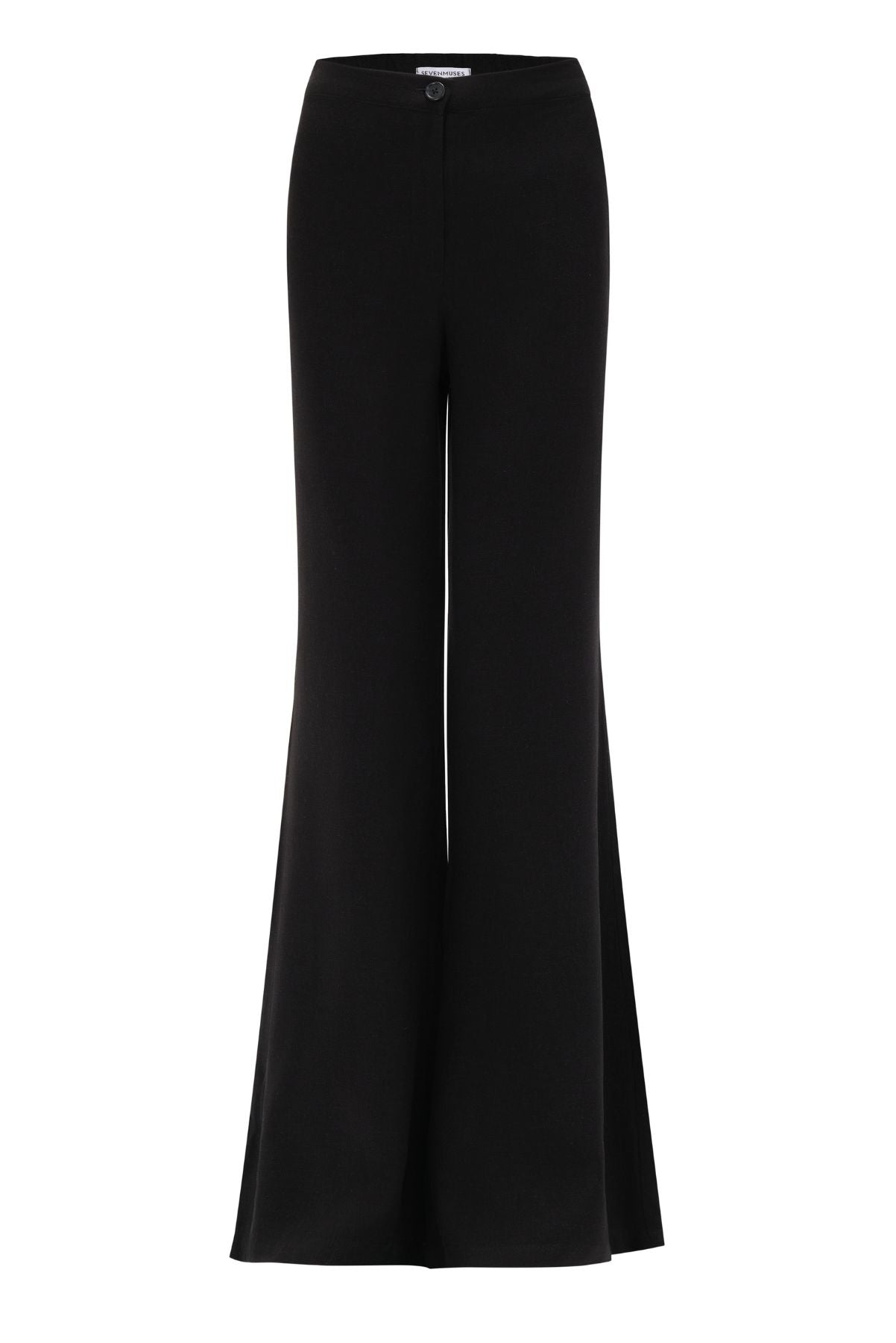 Spanish Flared Black Linen Trousers