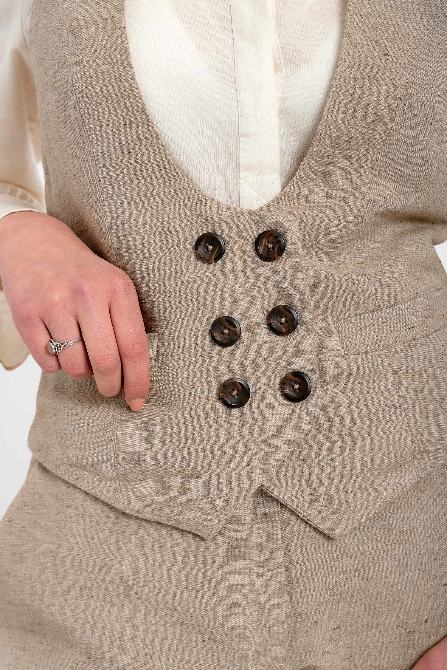 Mocha Gilded Silk & Wool Waistcoat