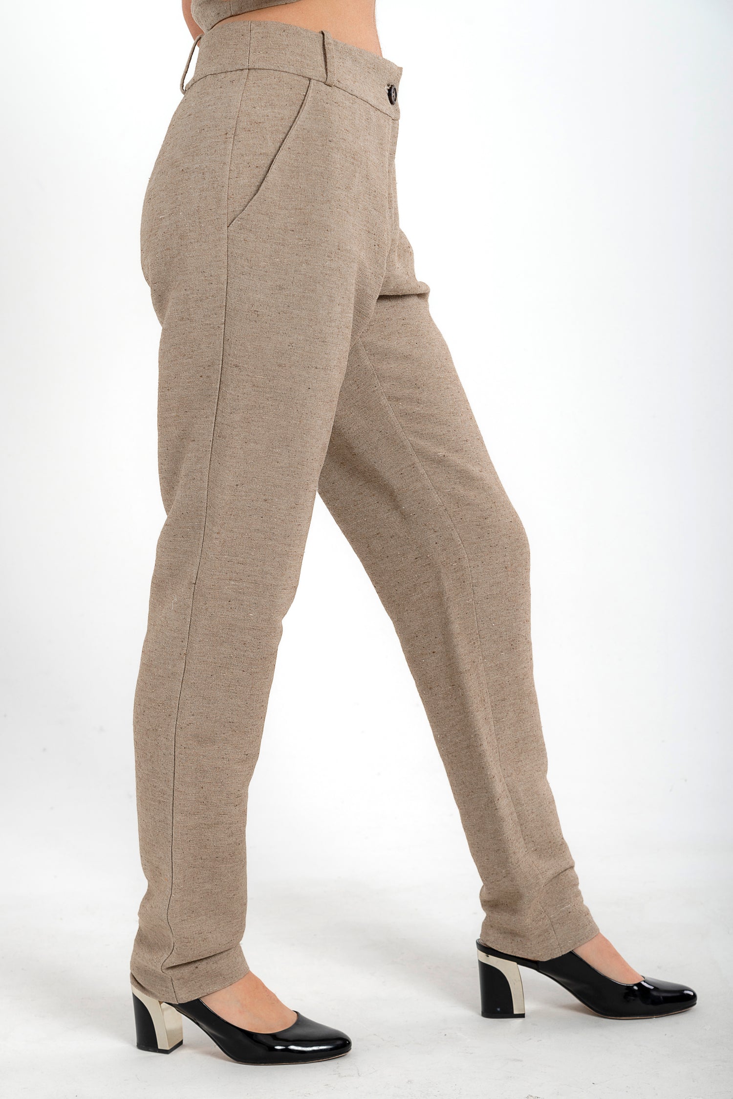 Mocha Silk & Wool Trousers