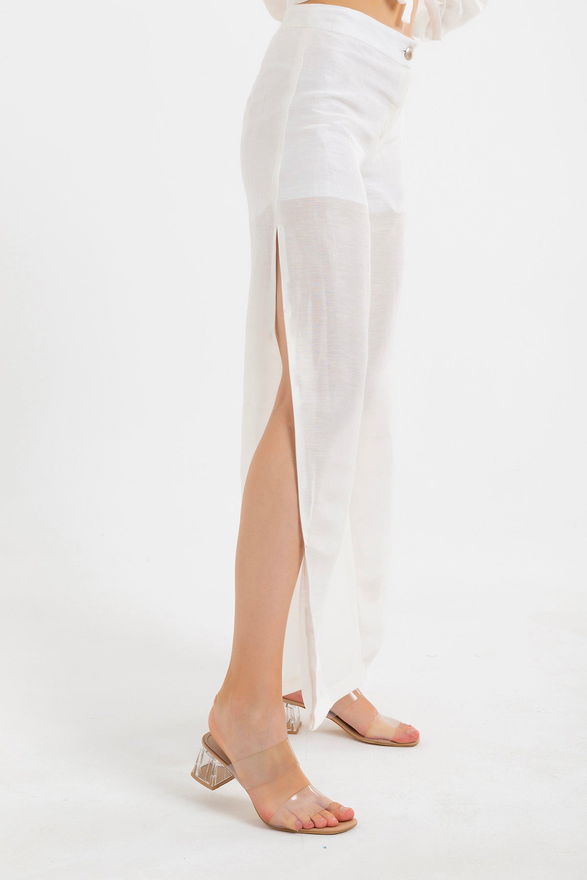 Double Slit Silk Trousers