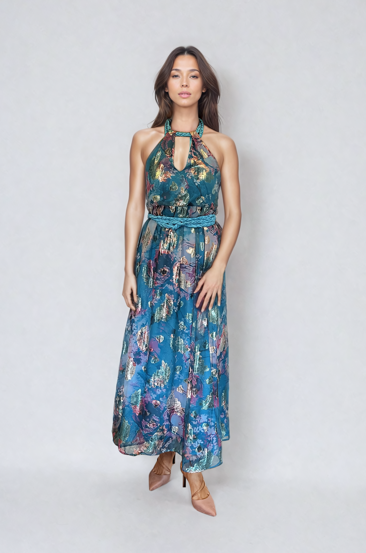 Floral Blue Maxi Dress