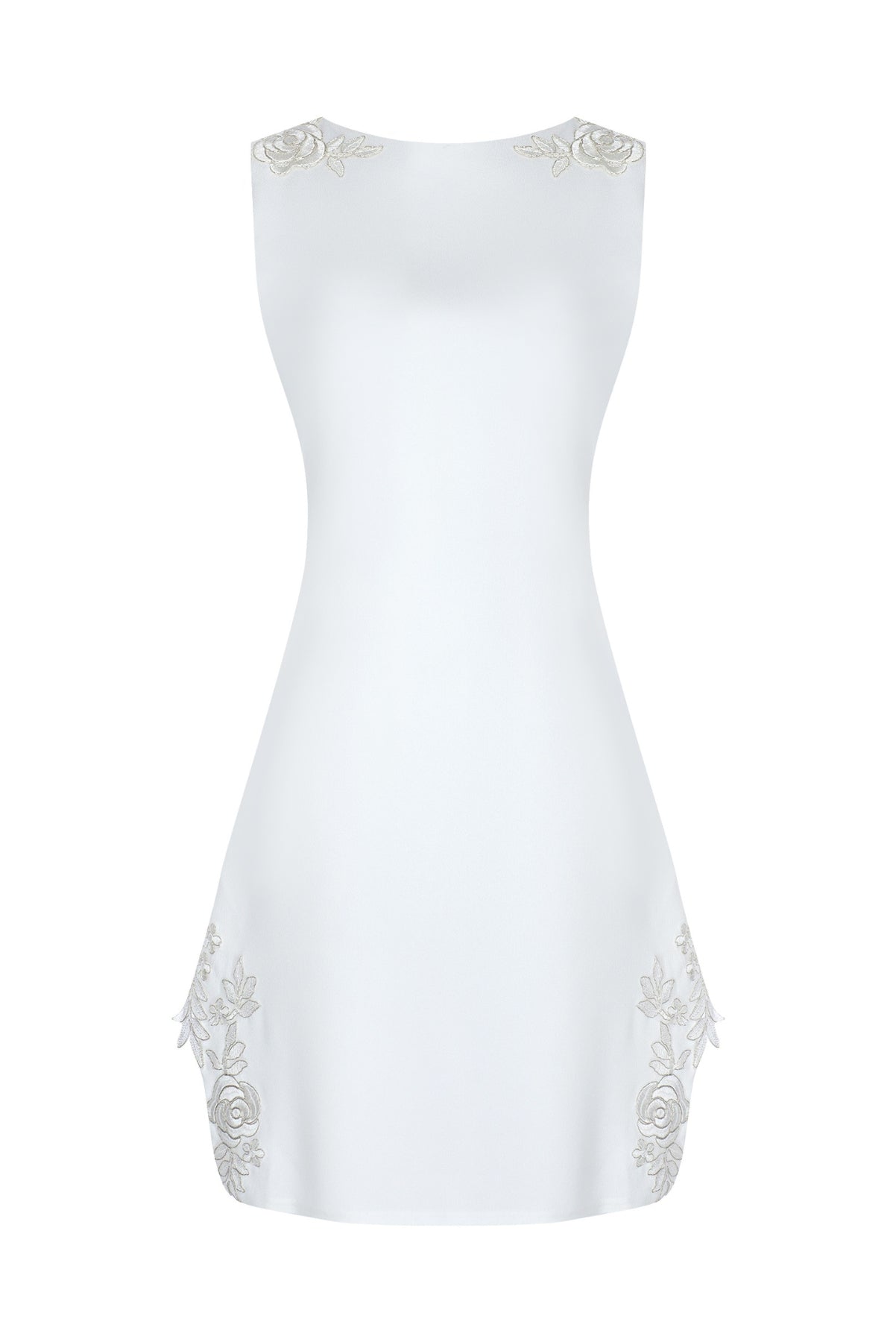 The White Silver Rose Embroidered Dress