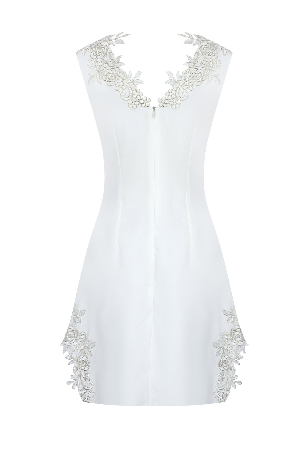 The White Silver Rose Embroidered Dress