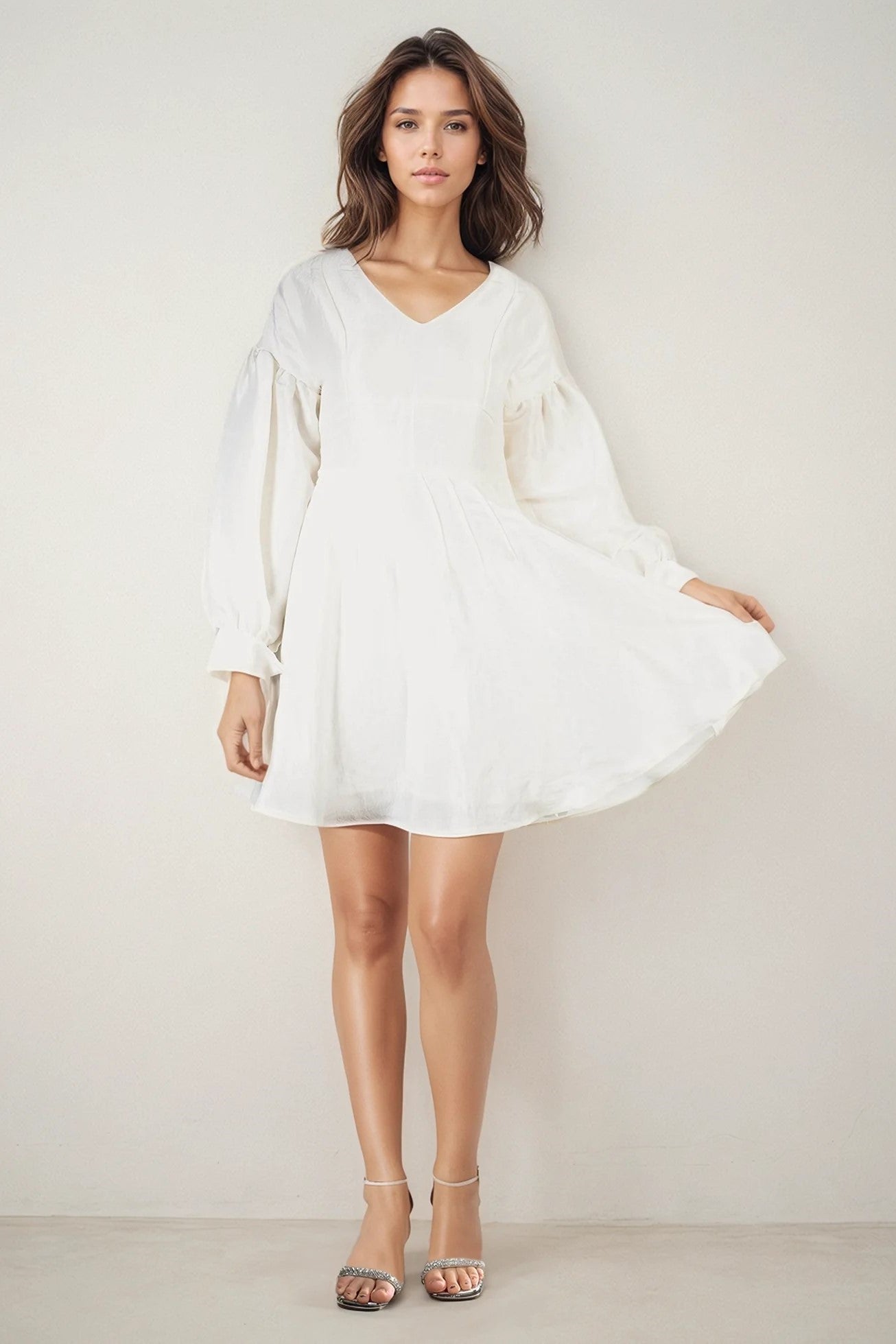 Leto White Silk Midi Dress