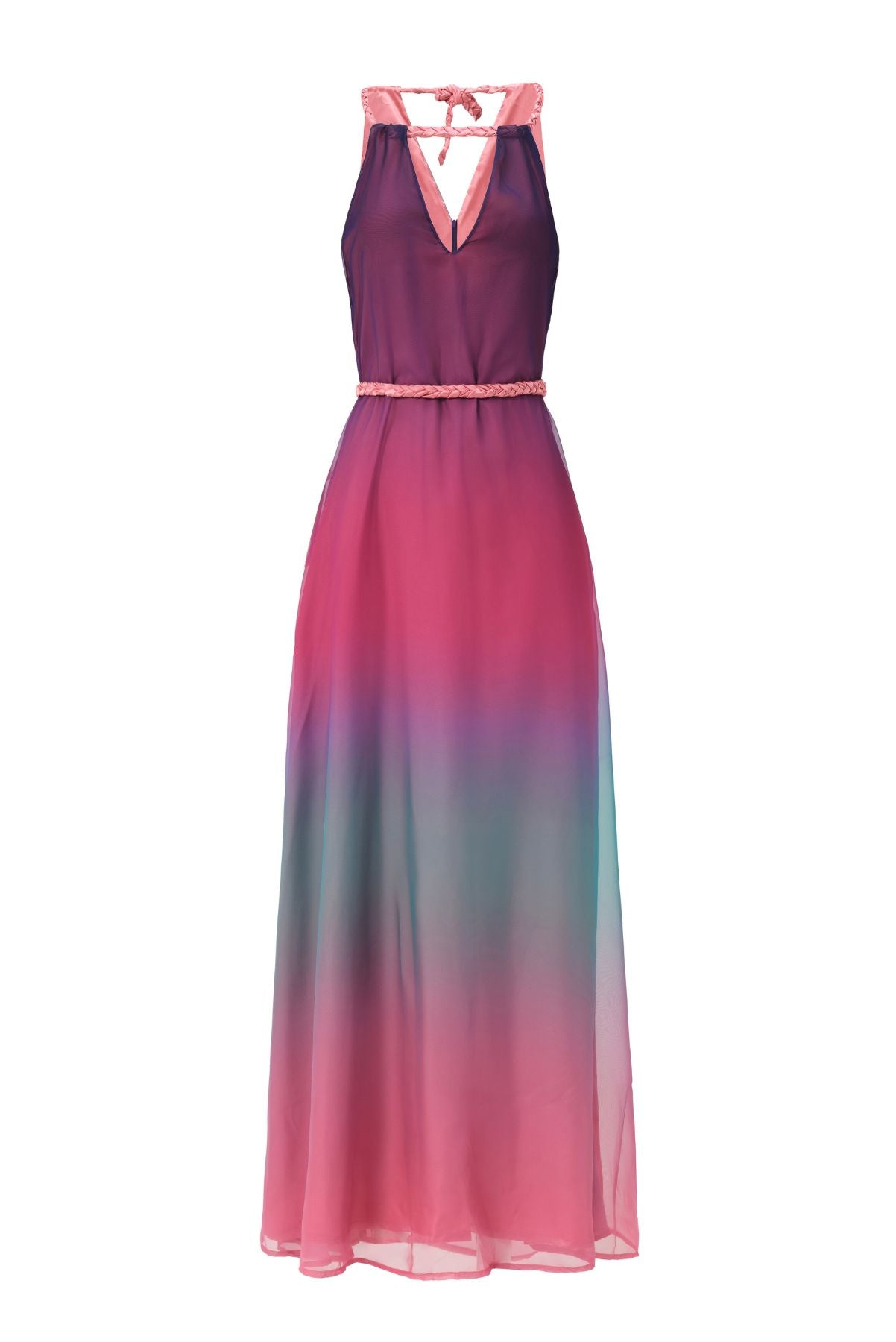 Pink Sunset Maxi Satin Dress