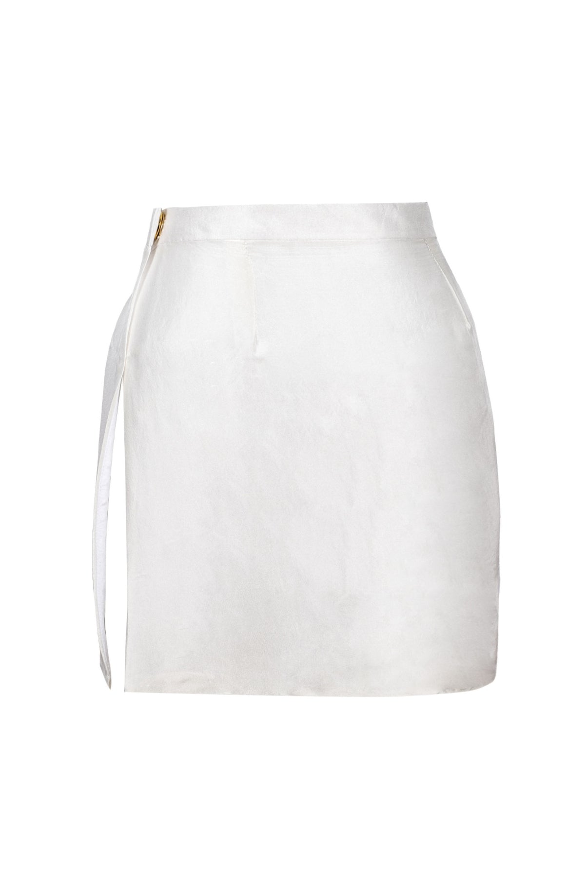 White Slit Pure Silk Skirt