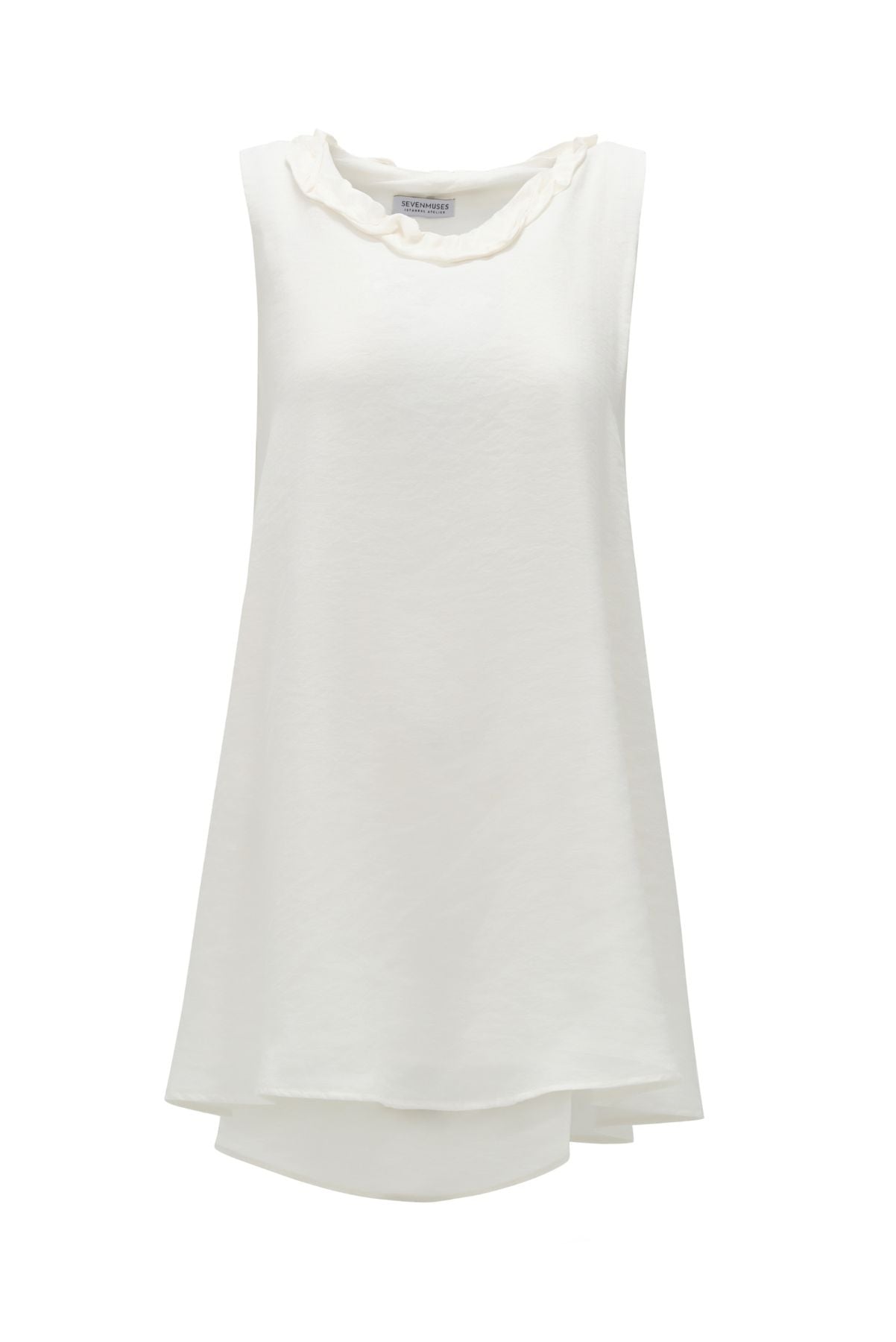 The Dutchess White Silk Collar Dress